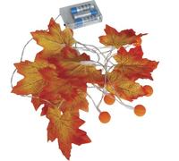 FIESTAS GUIRCA | Guirlande Électrique 20 LEDs Feuilles Citrouille (315 cm) - Décoration d'Halloween et Éclairage pour Fêtes - Idéal pour Ambiances Festives et Occasions Spéciales - Orange