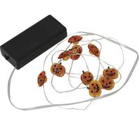 FIESTAS GUIRCA Guirlande électrique de citrouilles avec 10 LED à piles (120 cm) - Décoration d'Halloween et de fêtes à thème - Idéal pour l'éclairage et les environnements terrifiants - Orange