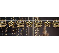 FIESTAS GUIRCA Guirlande Happy New Year dorée et noire (300 cm) - Décoration de fête pour le Nouvel An et célébrations - Idéal pour les fêtes de fin d'année - Accessoire de décoration - Or noir