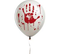FIESTAS GUIRCA Lot de 10 ballons mains sang (30 cm) - Décoration d'Halloween et de fêtes costumées - Idéal pour les fêtes de fantômes et les événements à thème - Blanc
