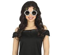 FIESTAS GUIRCA Lunettes Rétro Étoile en Plastique Or Golden avec Étoiles Noires pour Fête d'Anniversaire 18 Ans