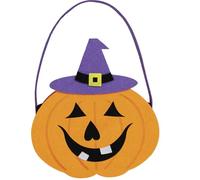 FIESTAS GUIRCA Panier en feutre citrouille (16 x 18 cm) - Cube pour truc ou traitement et décoration d'Halloween - Accessoire idéal pour fêtes et célébrations - Idéal pour adultes et enfants - Orange