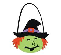 FIESTAS GUIRCA Panier en feutre sorcière (13 x 16 cm) - Cube pour truc ou traitement et décoration d'Halloween - Accessoire idéal pour fêtes et célébrations - Orange