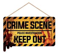FIESTAS GUIRCA Panneau Crime Scene en bois (30 x 20 cm) - Décoration murale, porte et fenêtre pour Halloween et fêtes de squelettes - Idéal pour célébrations et événements - Jaune