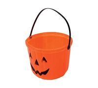 FIESTAS GUIRCA | Seau Citrouille Orange (20 cm) - Accessoire de Trick or Treat pour Halloween - Idéal pour Collecter des Bonbons et Décorer des Fêtes à Thème - Pour Enfants et Adultes - Orange
