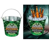 FIESTAS GUIRCA | Seau Métallique Potions Réutilisable (19x23 cm) - Décoration de Table pour Fêtes d'halloween Terrifiantes - Idéal pour Thématiques de Peur - Vert