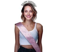 FIESTAS GUIRCA | Serre-tête Happy Birthday Argenté (Taille Unique) - Accessoire de Fête pour Anniversaires, Remises de Diplômes et Célébrations d'Été - Idéal pour Tous - Argenté