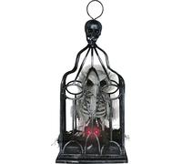 FIESTAS GUIRCA | Squelette Chouette en Cage avec Lumière, Son et Mouvement (33 cm) - Décoration d'Halloween pour Fêtes de Terreur et Célébrations de Squelettes - Idéal pour Ambiances Épouvantables