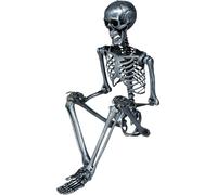 FIESTAS GUIRCA Squelette en argent (160 cm) - Décoration d'Halloween pour fêtes et célébrations - Idéal pour les environnements terrifiants et sur le thème des crânes et des squelettes - Argent