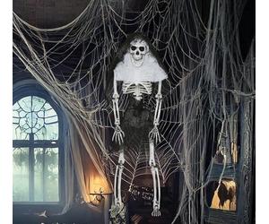 FIESTAS GUIRCA | Suspension Squelette avec Cagoule (45 cm) - Décoration d'Halloween pour Fêtes de Terreur et Célébrations de Squelettes - Idéal pour Ambiances Épouvantables et Scénarios de Peur