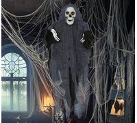 FIESTAS GUIRCA | Suspension Squelette avec Robe (40 cm) - Décoration d'Halloween pour Fêtes de Terreur et Célébrations de Squelettes - Idéal pour Ambiances Effrayantes et Scénarios de Peur - Gris Noir
