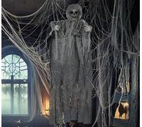 FIESTAS GUIRCA | Suspension Squelette avec Tunique (60 cm) - Décoration d'Halloween pour Fêtes et Célébrations de Terreur - Idéal pour Ambiances Effrayantes et Thématiques de Squelettes - Gris