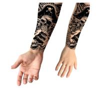 FIESTAS GUIRCA | Tatouage Pirate (14x30 cm) - Maquillage Temporaire et FX - Idéal pour Costumes de Rock et Cultures du Monde à Halloween et Carnaval - Tatouages Temporaires pour Tous - Noir