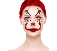 FIESTAS GUIRCA - TATOUAGES ÉPHÉMÈRES VISAGE PAILLETÉ CLOWN 20CM