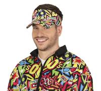 FIESTAS GUIRCA | Visière 90s Multicolore (Taille Unique) - Chapeau de Fête pour Célébrations d'Été et Graduations - Accessoire Unisexe pour Fêtes Hawaïennes et à Thème - Adulte - Multicolore