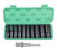 FIFIBANG Coffret Douille Hex Longue 1/2, douille Cle a Choc avec Coffret en Plastique 10, 12, 13, 14, 15, 16, 17, 19, 22, 24 mm