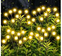 FIFlying Lampe Solaire Exterieur, 4 Pièces 10LEDs Super Lumineux Lampe Luciole Solaire Exterieur IP65 Étanche Blanc Chaud, Lumiere Solaire Exterieur pour Decoration Jardin Pelouse Chemins Patios