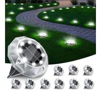 FIFlying Lot de 10 Lampe Solaire Au Sol Jardin, 8 LED Lumiere Solaire Exterieur Étanche IP65, Spot Solaire Extérieur Encastrables pour Chemins Pelouse Cour Jardin Chemin Piscine Allée, Blanc Froid
