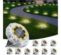 FIFlying Lot de 10 Lampe Solaire Au Sol Jardin, 8 LED Lumiere Solaire Exterieur Étanche IP65, Spot Solaire Extérieur Encastrables pour Chemins Pelouse Cour Jardin Chemin Piscine Allée, Blanc Chaud