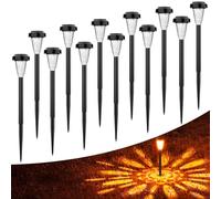 FIFlying Lot de 12 lampes solaires d'extérieur à LED blanc chaud - Décoration de jardin - Étanche IP65 - Pour pelouse, cour, chemins, jardin, extérieur, éclairage d'entrée de garage
