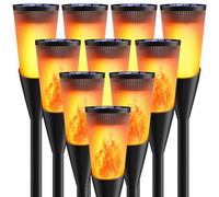 FIFlying Lumières Flamme Solaire Exterieure, 10 Pièces 12 LED Lampe Solaire Flamme IP65 Étanche, 2 Modes Lampe Torche Solaire avec Flammes Réalistes pour Décor, Jardin, Patio, Chemins, Pelouse