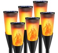 FIFlying Lumières Flamme Solaire Exterieure, 6 Pièces 12 LED Lampe Solaire Flamme IP65 Étanche, 2 Modes Lampe Torche Solaire avec Flammes Réalistes pour Décor, Jardin, Patio, Chemins, Pelouse