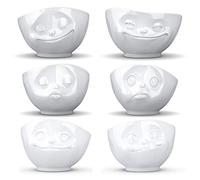 Fiftyeight Lot de 6 Bols souriants et Moulants, Baisers, Heureux et délicieux, Blanc