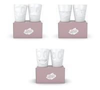 FIFTYEIGHT Lot de 6 gobelets sans anse en porcelaine - 6 motifs différents - Tasse blanche