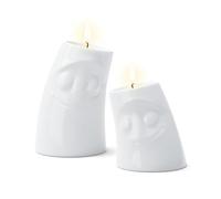 FIFTYEIGHT PRODUCTS Lot de 2 bougies « Verschmust & Kuschelig» (porcelaine, blanc, fabriqué en Allemagne)