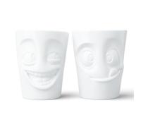 FIFTYEIGHT PRODUCTS Lot de 2 tasses/tasses n° 3 sans anse « Amusant et délicieux » (porcelaine, 2 x 350 ml, blanc, fabriqué en Allemagne)