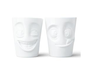 FIFTYEIGHT PRODUCTS Lot de 2 tasses/tasses n° 3 sans anse « Amusant et délicieux » (porcelaine, 2 x 350 ml, blanc, fabriqué en Allemagne)