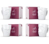 FIFTYEIGHT PRODUCTS Lot de 4 tasses à anse - Grummelig - Discret - Amusant - Gobelet à anse - Blanc - Environ 350 ml