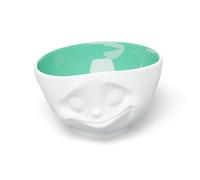 FIFTYEIGHT PRODUCTS Mugs/bol Glücklich (porcelaine, 500 ml, blanc, intérieur menthe, fabriqué en Allemagne)