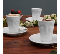 FIFTYEIGHT PRODUCTS Tasses/tasses à expresso avec soucoupe « Délicieux » (porcelaine, 80 ml, blanc, fabriqué en Allemagne)