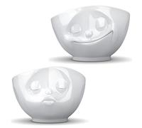 Fiftyeight TV Lot de 2 tasses en porcelaine Blanc Embrasser et heureux Bols à céréales sans anse