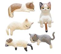 FIGCY 5 Mini Figurines de Chats Mignons, Ornements Chibi Style Japonais, Décor pour Bureau Voiture Étagère, Décorations de Gâteau, Accessoires de Jardin