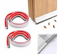 FIGFYOU Bas de Porte Autocollant Blanc Lot de 2 Joint Brosse 100 cm | Bandes d'Étanchéité TPE Souple 30 mm, Balais Isolants Phoniques, Protection Intempéries, Usage Intérieur Extérieur