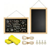 FIGFYOU Tableau Noir A4 Cadre Bois 30x20cm 2 Pièces À Suspendre | Ardoise Murale Créative, Surface D’écriture Lisse, avec 2 Éponges, Idéale pour Maison Fête Restaurant