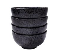 Fignner Lot de 4 bols à riz japonais en céramique noire