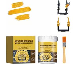 Figskey Weather Resistant Water-Based Gold Paint,Metallic Gold Paint,High-Gloss GoldPaints for Arts,Paintings,Crafts,and Home Decoration,Quick Drying (1 Pcs)