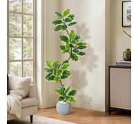 Figuier de Barbarie - Arbre artificiel - 150 cm - À poser au sol - Pour l'extérieur - Plastique - Avec pot sphérique - Blanc laiteux