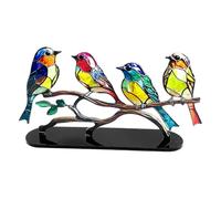 Figura De Pájaros De Vidrieras,Estatua De Escritorio Acrílica De Colibrí en Rama - Herramienta De Decoración Estética Para Escritorio, Sala De Estar, Comedor, Dormitorio Y Mesa Auxiliar.