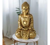Figure de bouddha salon figure décorative décoration de la maison, sculpture asiatique, résine synthétique or, Lxlxh 12x10x20 cm