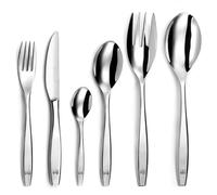 LOU LAGUIOLE Figure - Ménagère 50 couverts de table pour 12 personnes - Acier inoxydable 18/0, Fourchettes, Couteaux, Cuillères table et Cuillères à café - Finition Brillante - Couverts inox