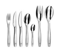 LOU LAGUIOLE - Ménagère 62 pièces avec couverts de table et couteaux steak pour 12 personnes - Figure - Acier inoxydable 18/0, Finition Miroir