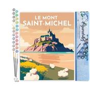 Figured'Art Peinture par Numéro Adulte Affiche Vintage Mont Saint-Michel - Activité Manuelle Kit de Loisir Créatif DIY Numéro d'Art Complet - 40x50cm sans châssis en bois