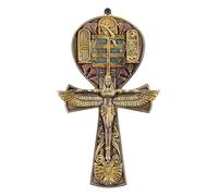 Figuren Shop GmbH Ankh - Décoration murale égyptienne - Bronze - 19,5 cm - Hiéroglyphes - Relief mural
