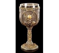 Figuren Shop Gmbh Viking Calice avec Insert en Acier Inoxydable - Nordique Dieu Thor Fantaisie Dekoartikel, Peint à la Main