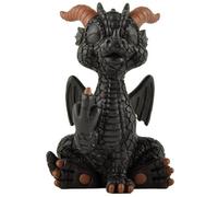 Figurine amusante en forme de bébé dragon noir levant le majeur - Décoration d'intérieur, cadeau de pendaison de crémaillère, idée cadeau pour femme, homme, ami, idée cadeau unique pour pendaison de