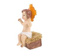 Figurine Bébé en Matériau Synthétique avec Lumière, Figurine Religieuse | Peint à Main, Style Artistique de Collection, Décor D’église et Présentation de Table pour Noël